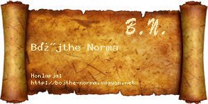Bőjthe Norma névjegykártya